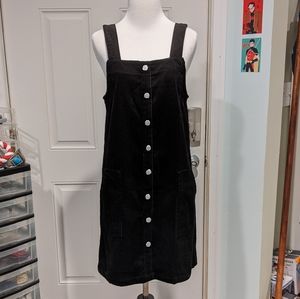 New Look Black Corduroy Pinafore Dress